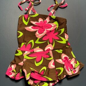 Corral Brown and Pink Floral Swimsuit